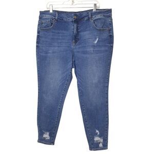 KanCan Womens Plus Skinny Jeans 22 Distressed Stretchy Chic High Rise Curvy